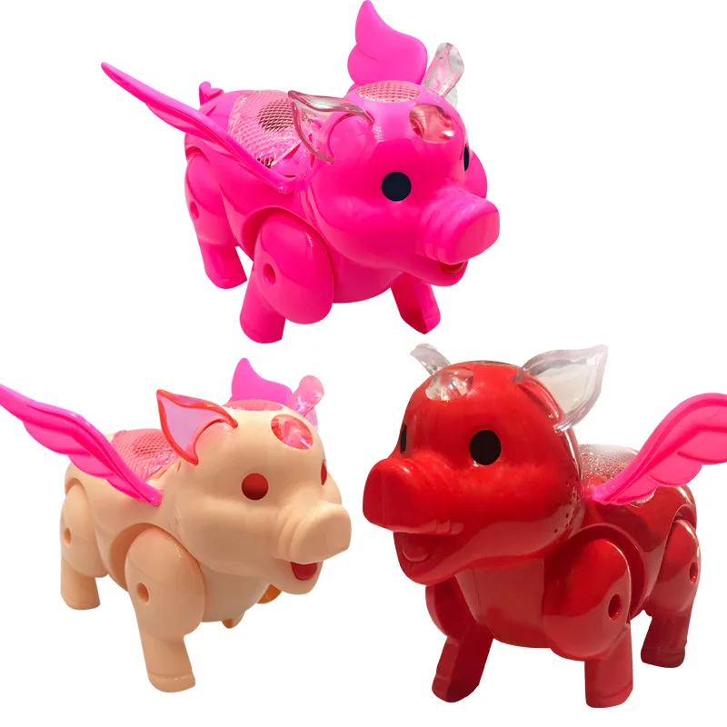 

Plastic Drawstring Pig Horse Dog Toys Electric Glowing Music Toy For Kids Children