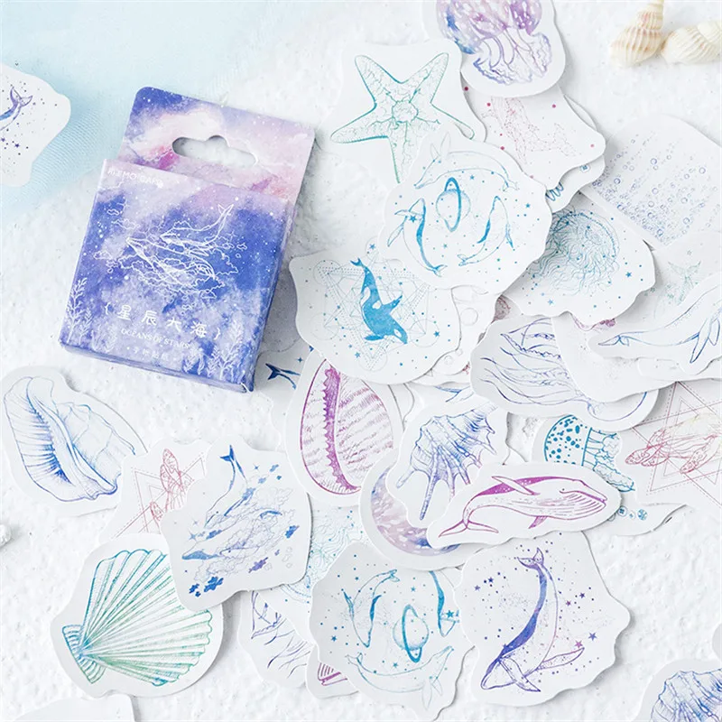 

45 pcs/box Star sea Kawaii paper stickers Diary decoration diy scrapbooking label seal Hand account sticker stationery