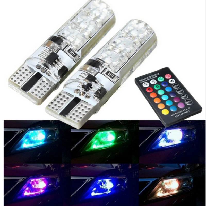 

2PCS RGB T10 LED Car Parking Light Bulb Remote Control For Ford Focus 2 1 Fiesta Mondeo 4 3 Transit Fusion Kuga Ranger Mustang