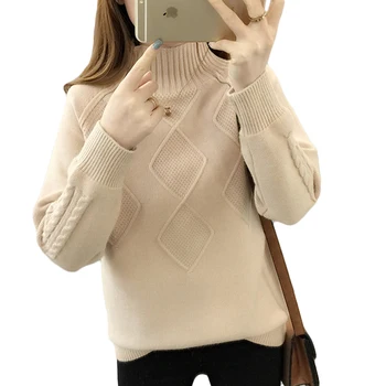 

Turtleneck Jersey 2018 New Autumn Winter Women Pullovers and Sweaters Casual Loose Solid Sweet Knitted Sweater Jumper Tops D408