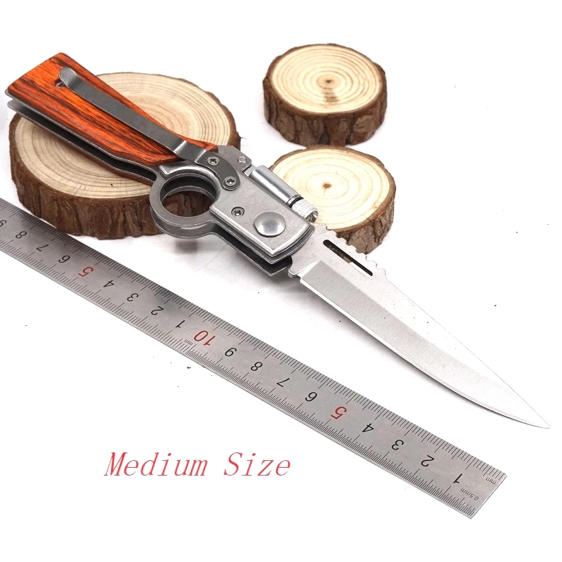 Складной карманный нож 440 лезвие деревянная ручка Открытый Нож EDC Многофункциональный инструмент тактические походные ножи для выживания с светодиодный светильник