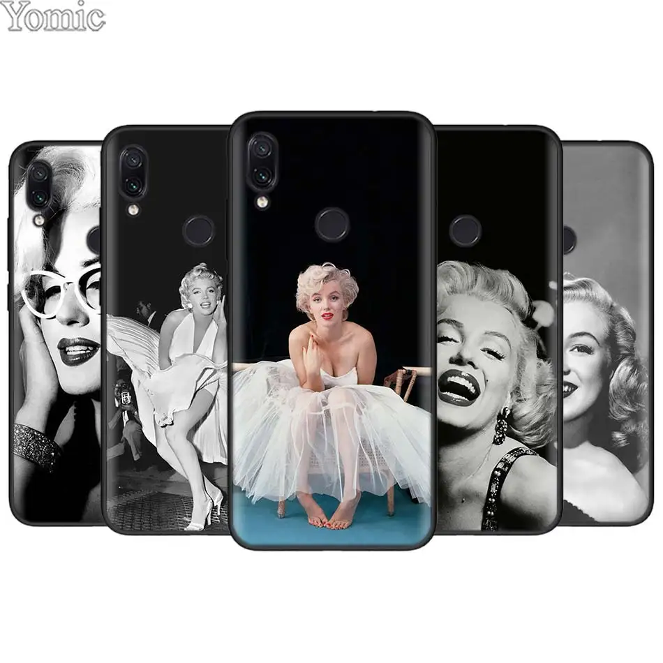 

Marilyn Monroe TPU Soft Silicone Case for Xiaomi Redmi 7 6 5 Note 7 5 6 Pro 4X 5A 6A S2 GO Poco F1 Black Phone Case Cover