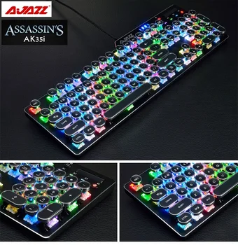 

Ajazz AK33i USB Wired Punk Typewriter Multimedia Macro Programming Mechanical Gaming Keyboard PBT/ABS Luminous Keycaps