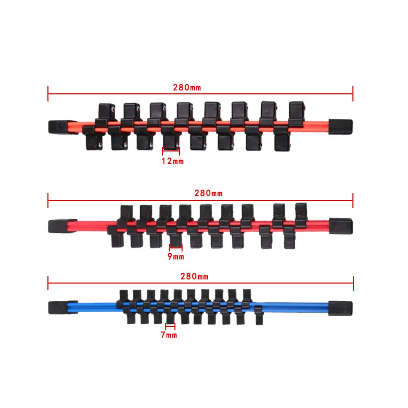 

3pcs double-sided sleeve frame plastic 1/2 3/8 1/4 SOCKET RAILRACK impact sockets holder