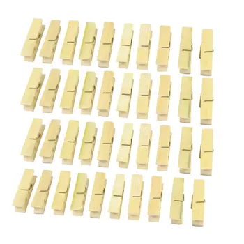 

Household Laundry Natural Bamboo Beige Clothes Pins Pegs Hanging Clips 40 Pcs