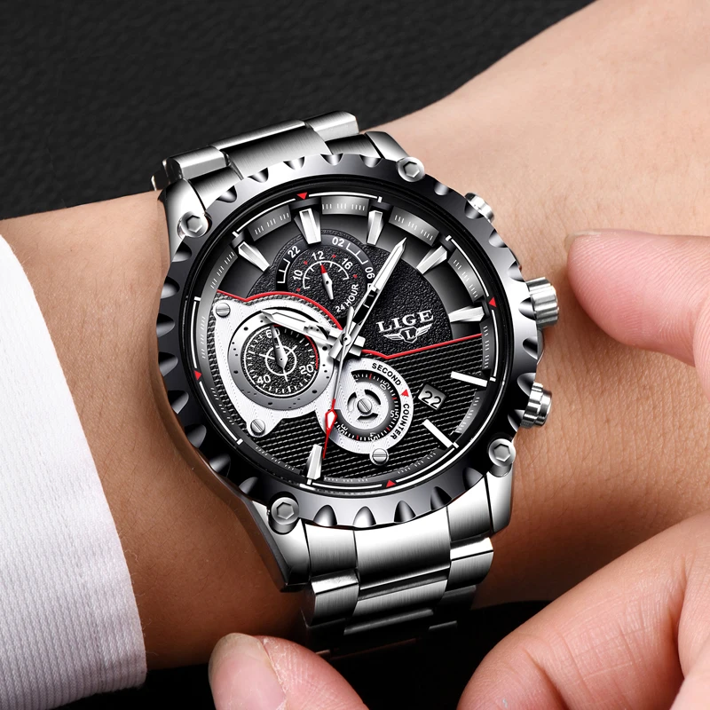 

men's watch 2018 Top Brand Luxury LIGE watches men Fashion design Sports Quartz Clock Waterproof Steel Watches Relogio Masculin0