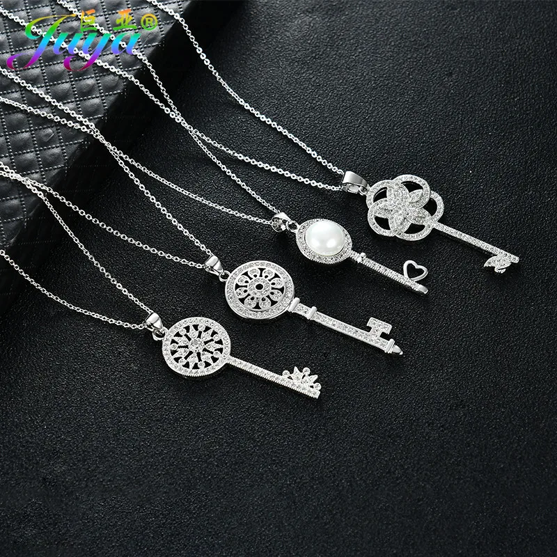 Juya Micro Pave Циркон модное индийское ожерелье с подвеской в виде ключа для женщин девочек подарок для свадьбы дня рождения ожерелье поставки