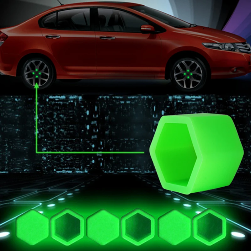 

Car Silicone Wheel Nuts Bolts Covers Hub Screw Dust Protective Caps 19" Luminous