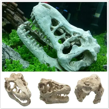 

Hot Resin Artificial Aquarium Dinosaur Skull Decoration Fish Tank Dinosaur Head Ornament House Cave For Fish Turtle Repitle