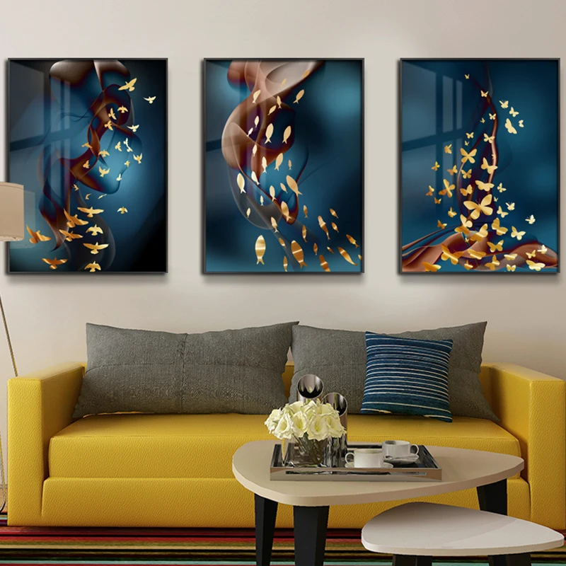 

Fish Butterfly Art Painting Nordic Poster Wall Art Canvas Painting 3 Pieces Posters And Prints Wall Pictures For Living Room