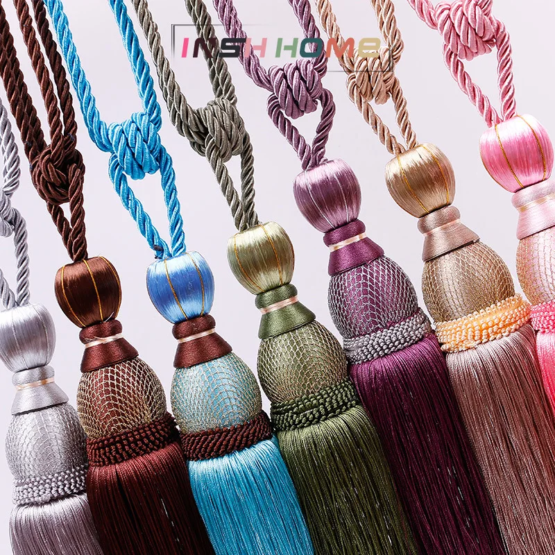 

One Pair Multiple Colour Gold mesh ball Curtain Tassels Fringe Gold Luxury Curtain Home Decoration Hanging Balls