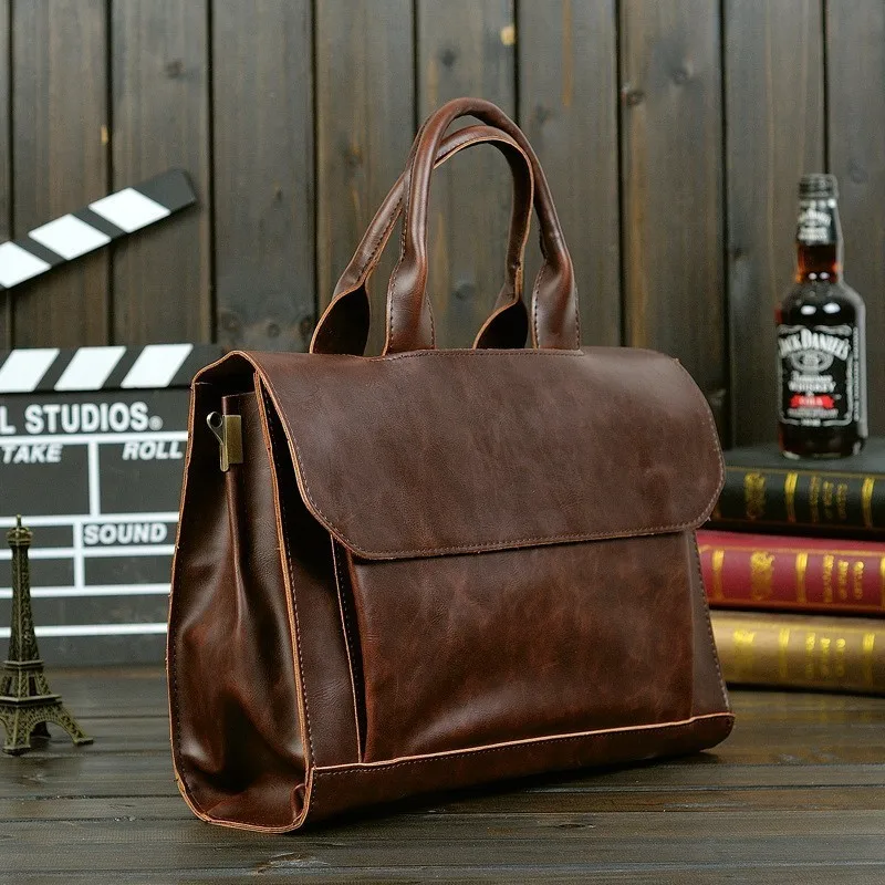 

Men's Crossbody Leather Briefcase Bags Male Vintage Messenger Hand Bag Casual Laptop Shoulder Business Handbags Bolsa Feminina