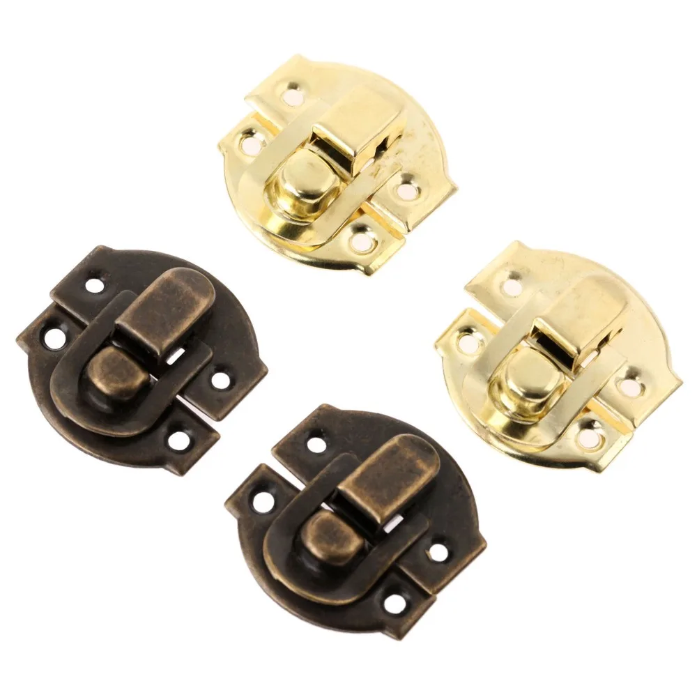 10Pcs Antique Gold Box Hasps Iron Lock Catch Latches for Jewelry Chest Box Suitcase Buckle Clip Clasp Vintage Hardware 27*29mm