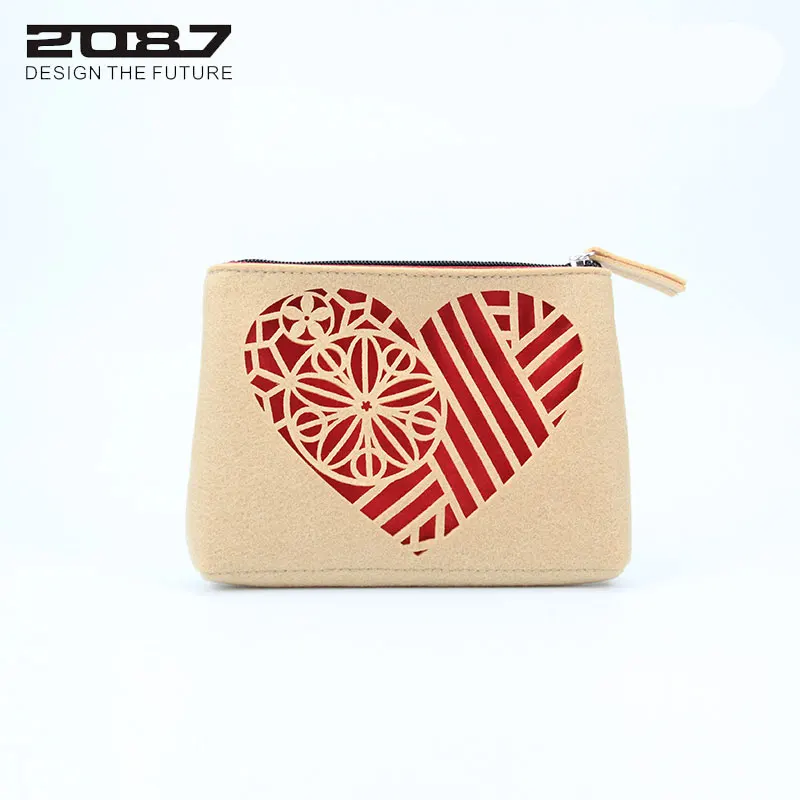 2017 New Brand Heart Shape Hollow out Functional Small Cosmetic Bags