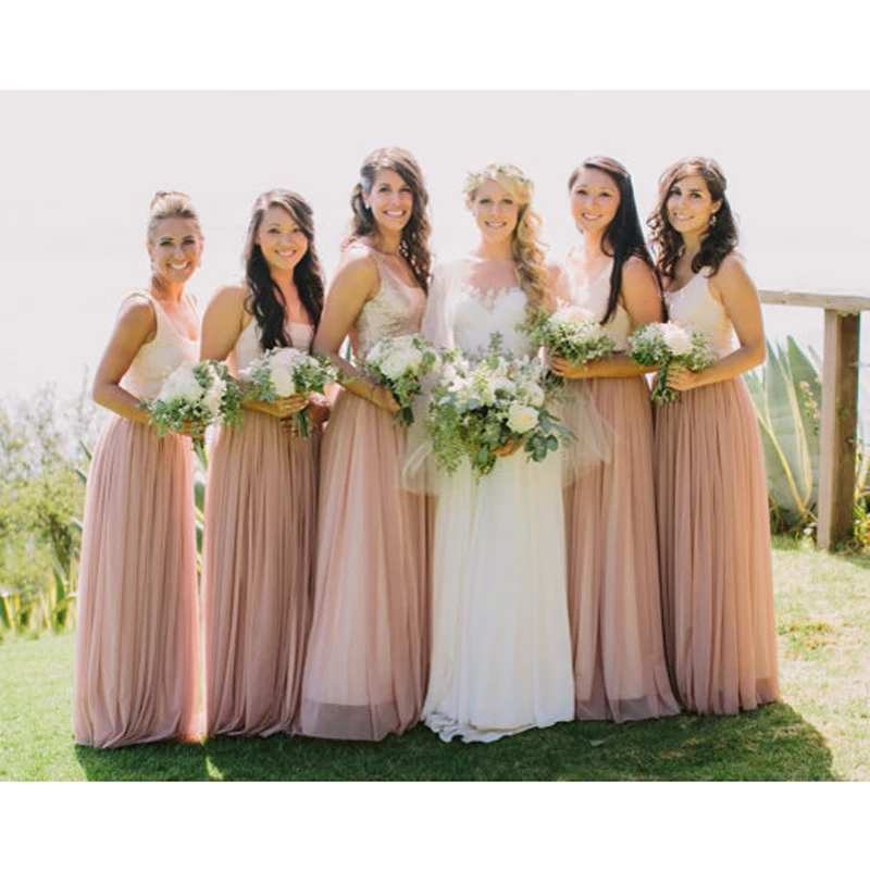 

Cheap Chiffon Long Skirt Bridesmaid Separates Skirt Blush Ivory Navy Black Vintage Engagement Party Skirt Any Color Free