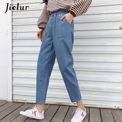 Jielur Harajuku S-5XL High Street Boyfriend джинсы для женщин для корейский синий Жан Femme 2019 плюс размеры Высокая талия дропшиппинг