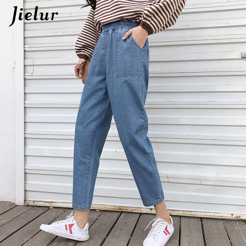 Jielur Harajuku S-5XL уличные джинсы для женщин в стиле бойфренд корейские синие Femme 2020