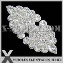 20 шт./партия) Свадебная металлическая аппликация из горного хрусталя бисерная нашивка для свадебное платье под заказ украшение, X1-RAT2227