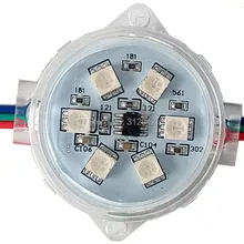 Светодиодный пиксельный модульный; диаметром 40 мм; DC12V; WS2811 IC; IP68; адресуемых; 1,44 Вт(6 светодиодный s); RGB полный цвет; Прозрачный чехол для линзы