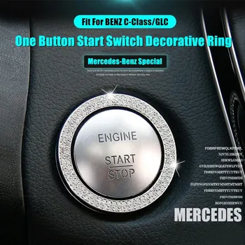 

Creative Luxury Engine Start/Stop Button Switch Decoration Ring Artificial Diamond Sticker for Benz B260 CLA GLC NewC SL