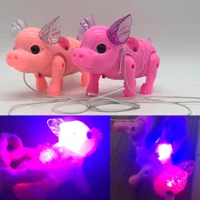 Летом электронный ходьба свинья светодиодный Glow любимая игрушка для детей электрический музыкальный мигающий игрушка детей Интерактивные игрушки