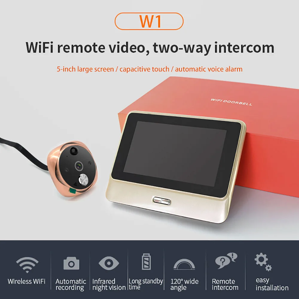 WiFi видео-глаз цифровой дверной звонок Дверной зритель глаз ips зритель безопасности камера ночного видения датчик движения домофон зарядное устройство Android