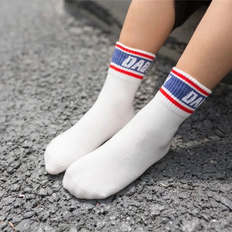 Детские носки теплые Модная одежда для детей, Детская Мода Носки для мальчиков и девочек с надписью печатных мягкие спортивные носки хлопок