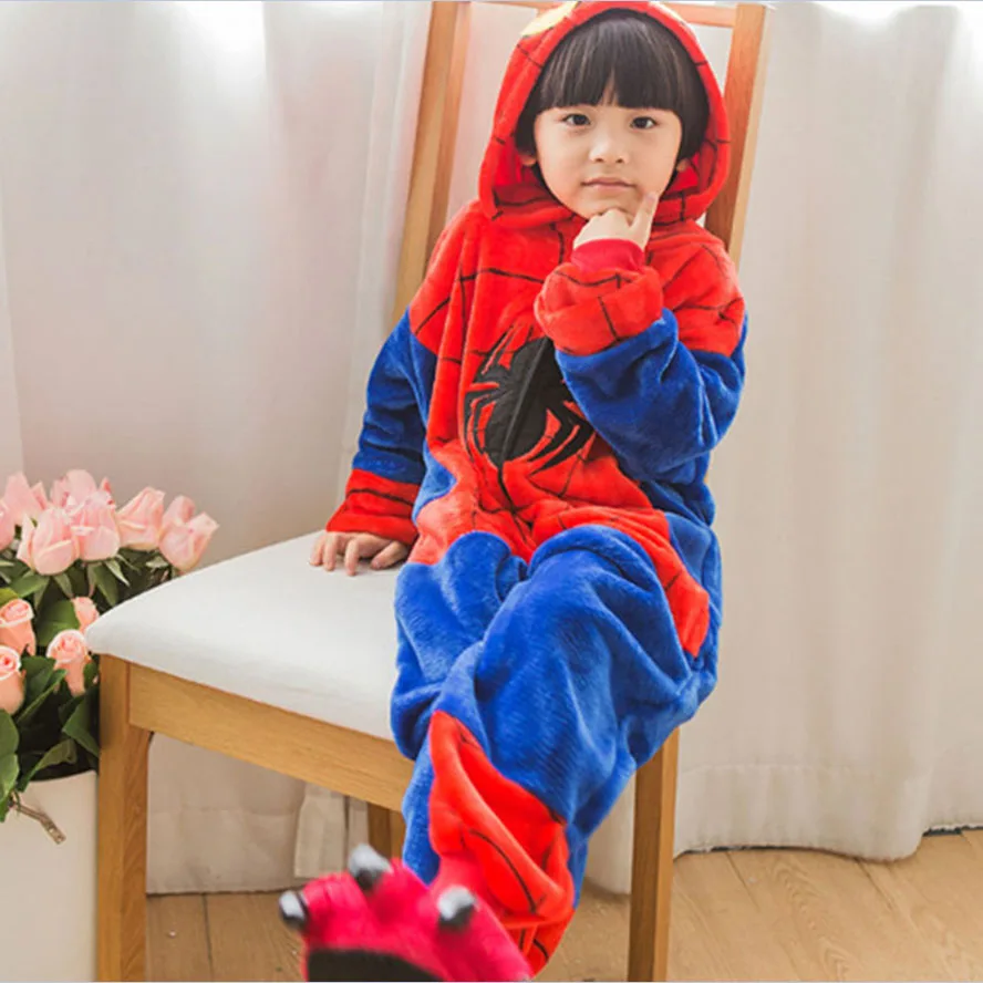 2019 Flannel Autumn Winter Clothes Pajamas Cartoon animals Spiderman Unisex Children Sleepwear Pajama for 4 6 8 10 12 Years Old