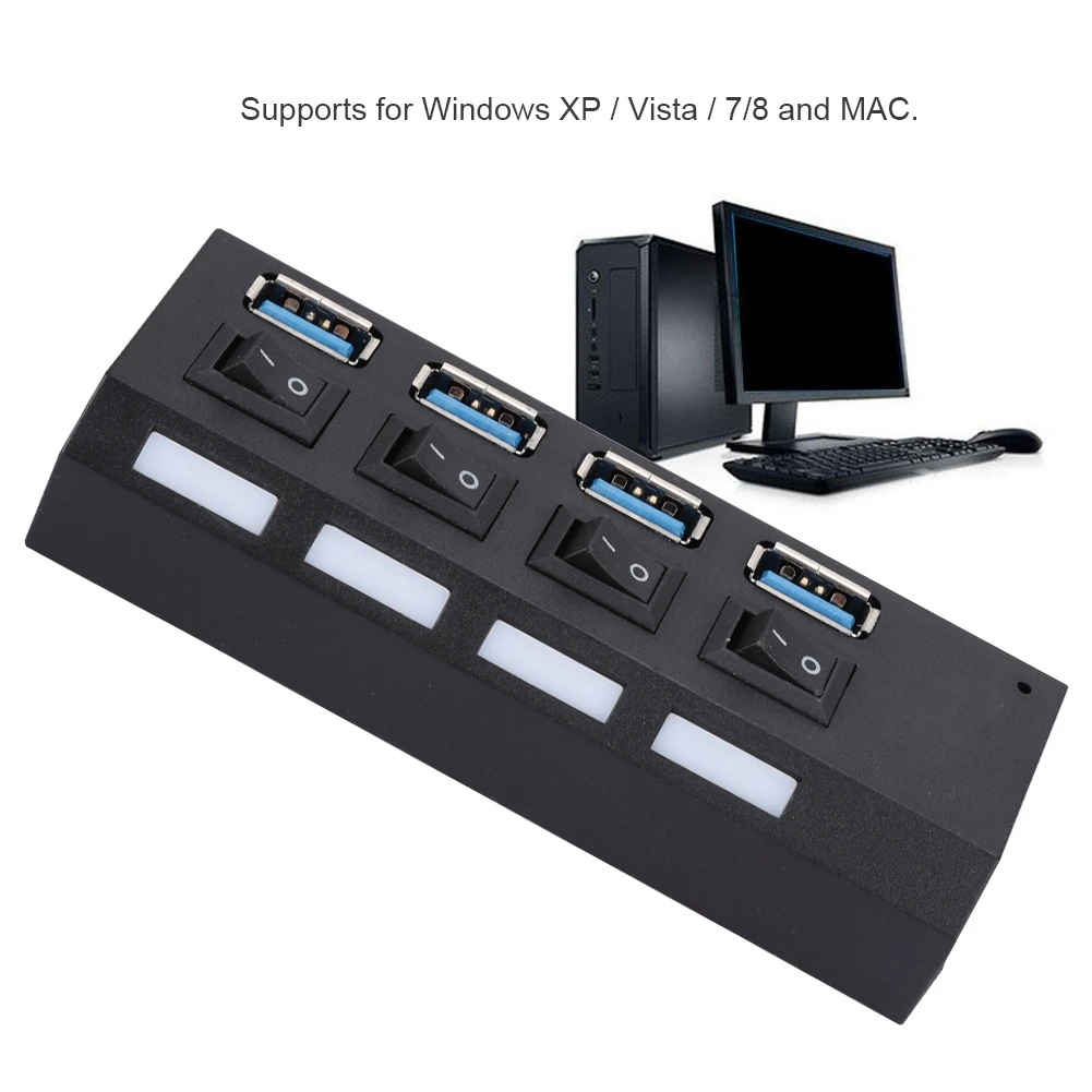 4-портовый USB3.0 концентратор высокой Скорость концентратор компактный легкий usb-хаб ЕС 100-240 V Горячая Распродажа