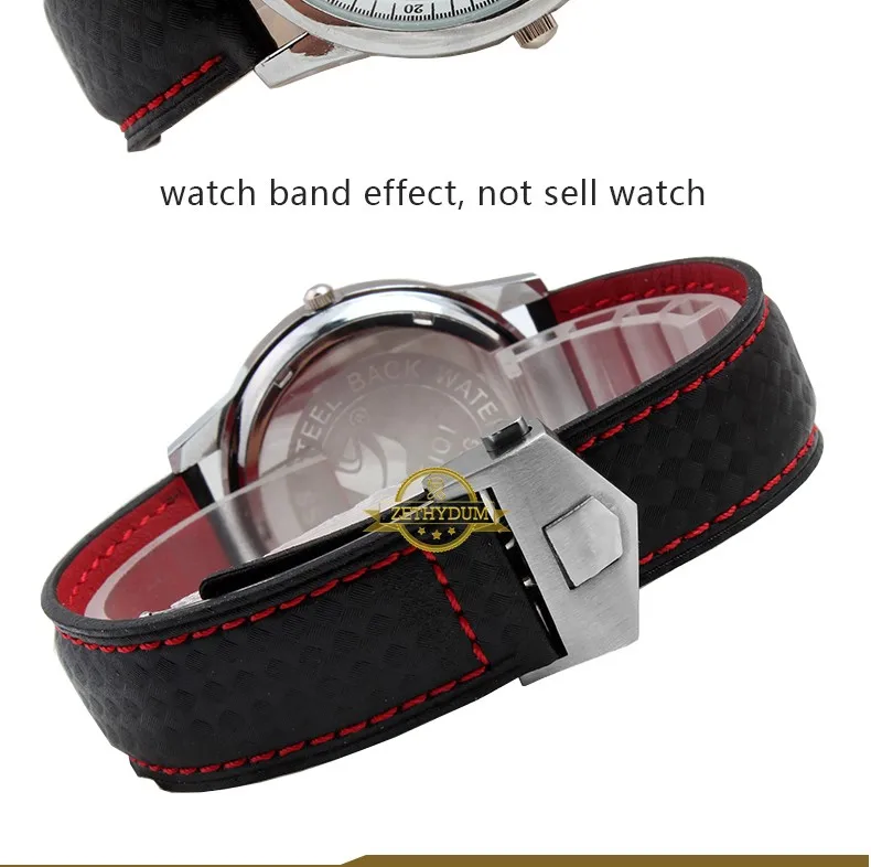 Ремешок для часов из натуральной кожи, браслет, ремешок для часов, красные Прошитые мужские наручные часы, ремешок 19 мм, 20 мм, 22 мм, ремешок для часов из углеродного волокна