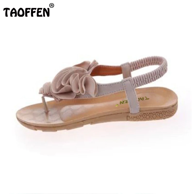 

TAOFFEN ladies summer bowtie flower flat sandals sexy pinch toe fashion female beach flip flops women shoes WA0089 size 36-40