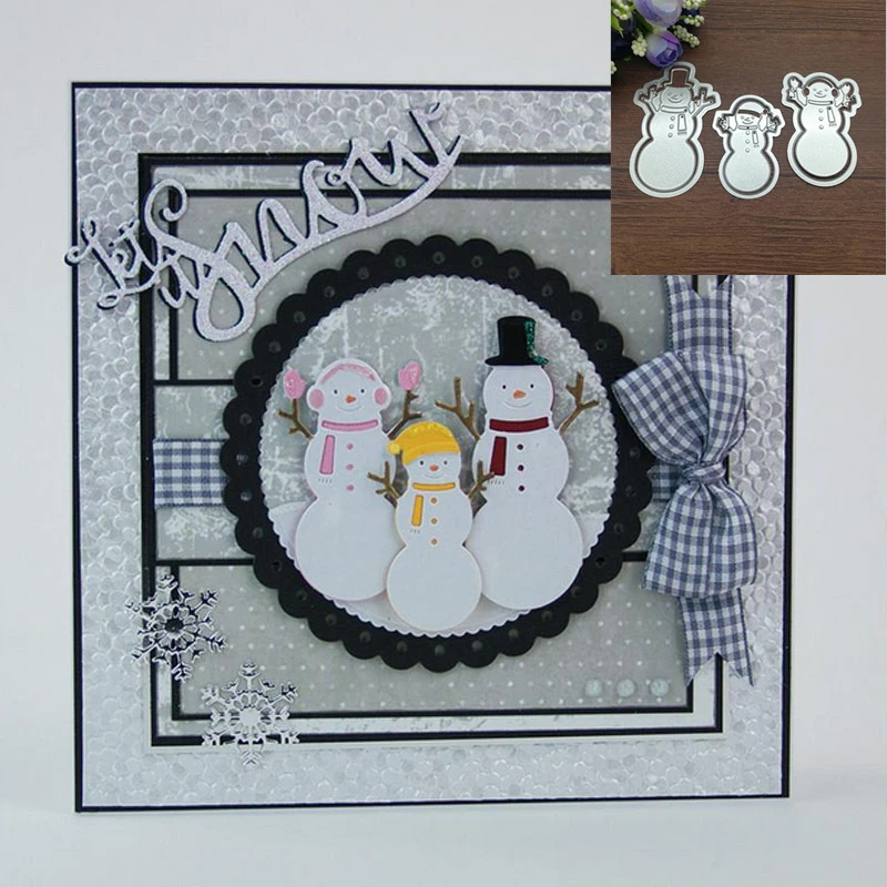 Noel Bonhomme De Neige Famille Metal Matrices De Decoupe Pochoir Scrapbooking Photo Album Carte Papier Gaufrage Artisanat Bricolage Aliexpress