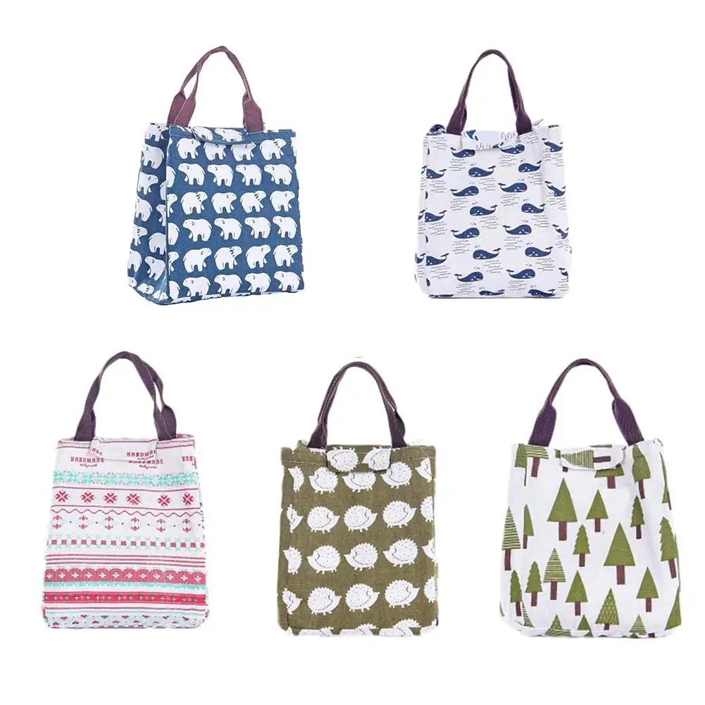 

2019 Waterproof Whale Bear Lunch Box Women Portable Insulated Thermal Cooler Food Storage Containers Carry Bag