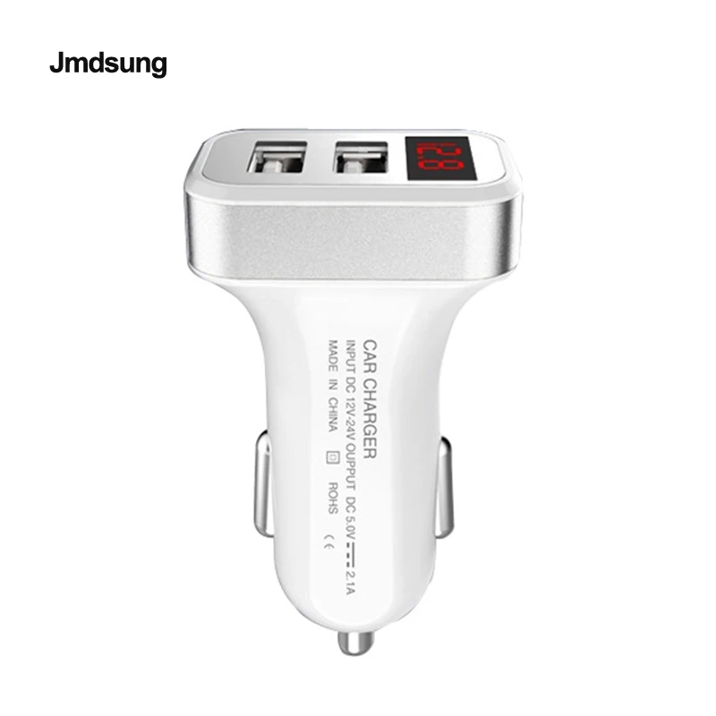 

USB Charger 2 Port 5V 2.1A Quick Charge 2-Port with LED Screen For Fast Car Charger for Samsung Xiaomi Smart Phones Adapter
