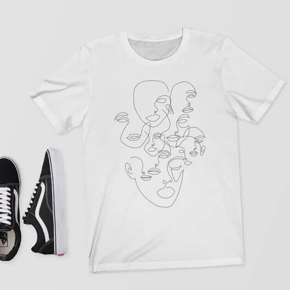 Günstige Sugarbaby Fremden Linie Kunst T Shirt Minimal Kleidung Einzelnen Linie Linie Gesicht Weibliche Gesichter T shirt Unisex Mode T hemd