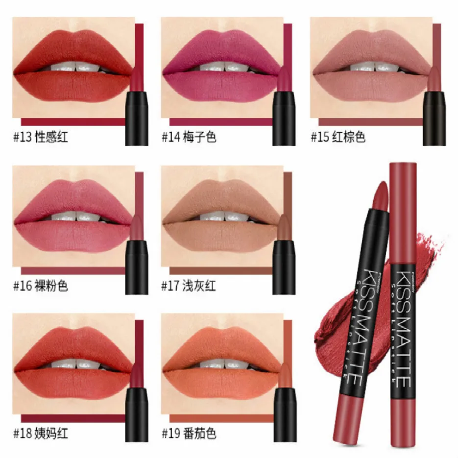 

1Pcs Sexy Elegant Lip Makeup Lipstick Matte Waterproof Velvet Lip Stick 19 Colors Pigments Makeup Matte Lipsticks Beauty Lips