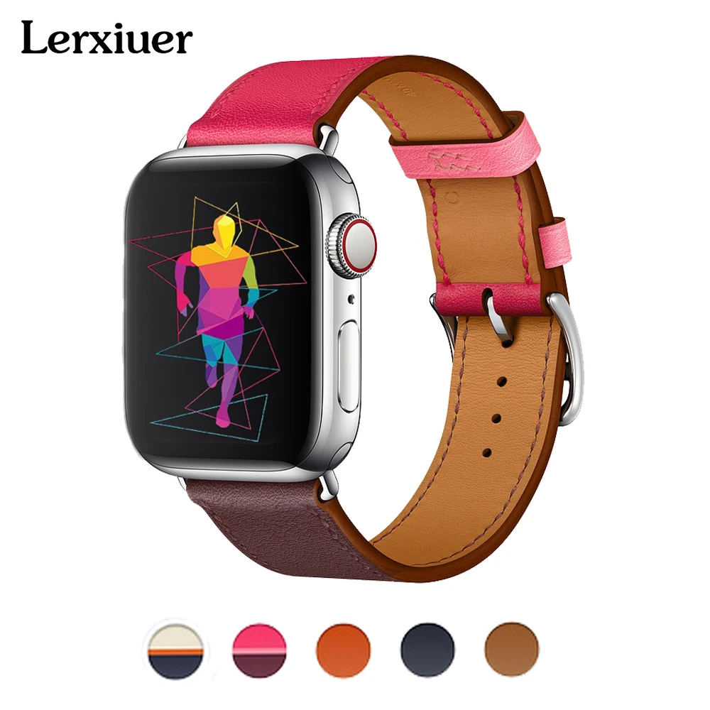 Kopen Lederen band voor apple watch Hermes enkele tour band 4 44mm 40mm 42mm 38mm pols armband riem iwatch serie 4 3 2 1 horlogeband
