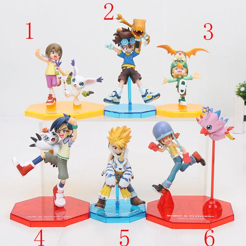 

6styles Digimon Adventure Digital Yamato Gabumon Taichi Agumon Takeru Patamon Joe Gomamon Sora Piyomon PVC Action Figure Toy