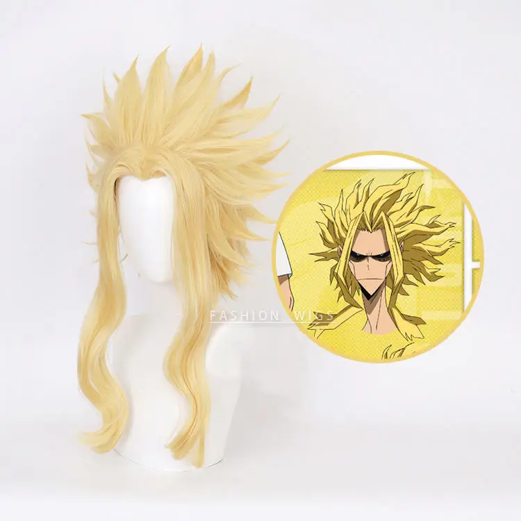 

"Boku No Hero Academia" long wig "ALL Might" Cosplay Wig Gold long Wig Cap Halloween Costume play wigs