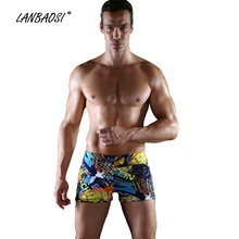 LANBAOSI Гавайский стиль мужские пляжные шорты с цветочным принтом спортивные купальники летние плавательные шорты для серфинга бордшорты