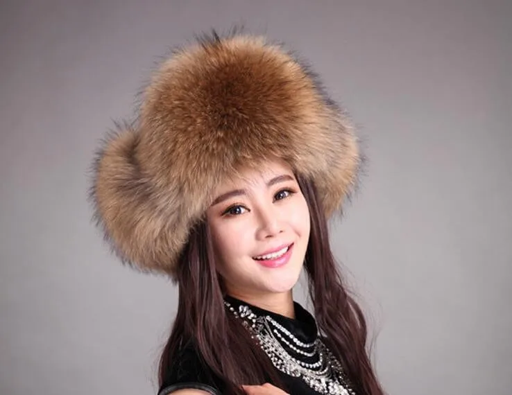 Натуральная Серебристая шапка из лисьего меха, шапка из натурального меха енота, теплая Ушная шапка, зимние меховые шапки для женщин, защитная шапка