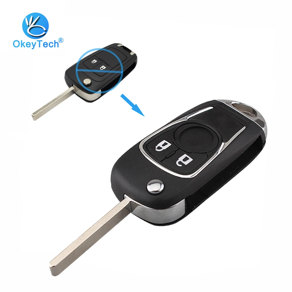 

OkeyTech Modified Car Key Shell 2/3 Button Flip Folding Replacement Cover Case Fob for Opel Insignia Astra Buick Chevrolet Cruze