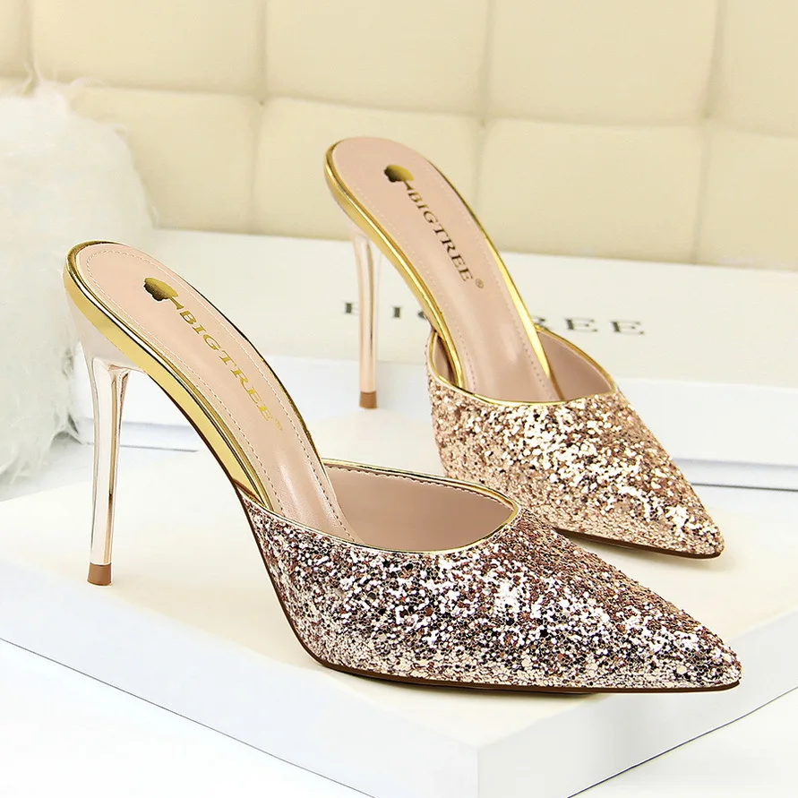 Женские туфли-лодочки; пикантные женские босоножки на очень высоком каблуке с острым носком; женская обувь на тонком каблуке; цвет золотой, серебряный, белый; женская обувь; H106