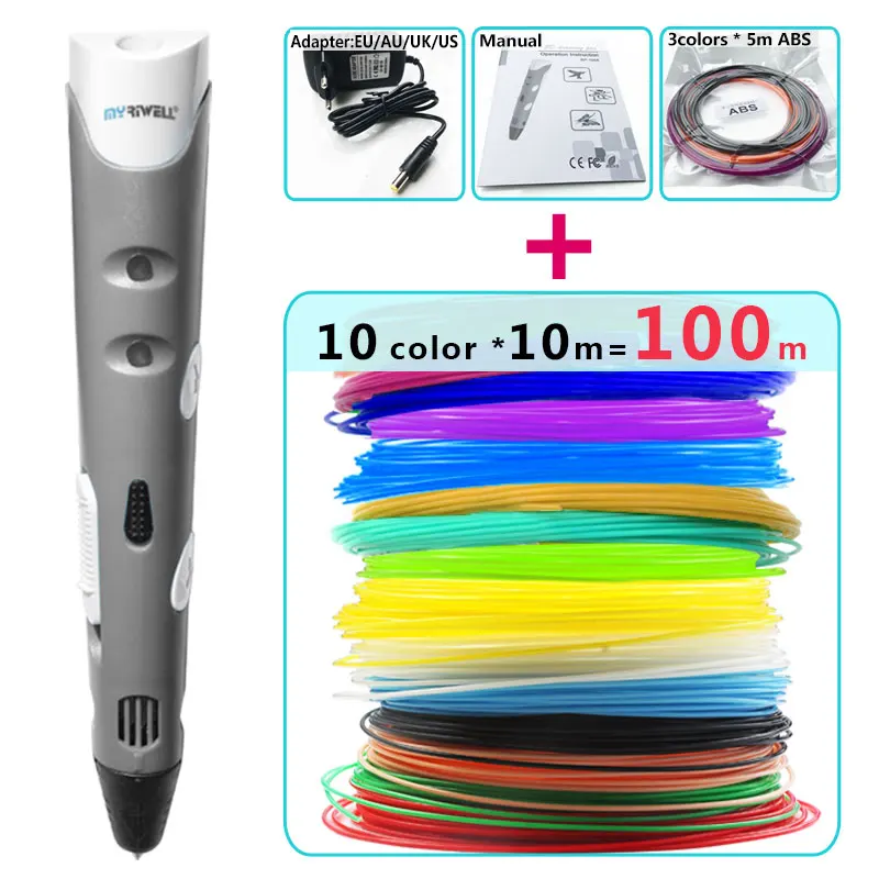 3d Pens presentes das crianças, caneta 3 Nozzle Diameter : 0.75mm
