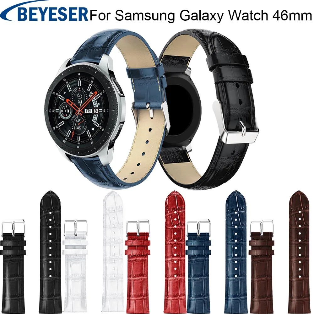 Ремешок кожаный для Samsung Galaxy Watch 46 мм сменный спортивный браслет мм|Ремешки часов|