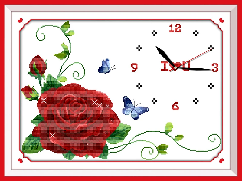 Joy Sunday Flower dream clock Cross Stitch DIY Handmade Craft Cross