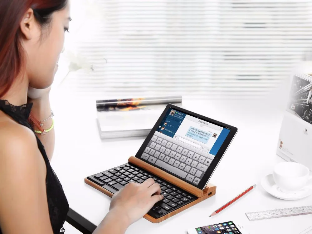 Модные бамбуковая bluetooth-клавиатура для 9,7 Ipad air планшетный ПК для Ipad 5 4 3 2 клавиатура