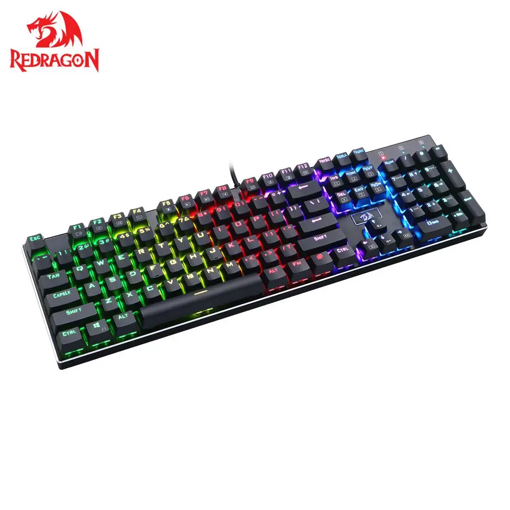 

Redragon K556 DEVARAJAS RGB Backlit Mechanical Gaming Keyboard 104 Keys Metal Base Brown Switches Gamer Keyboard