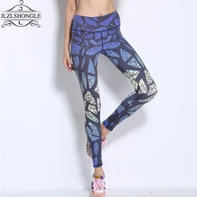 

Ropa Deportiva Mujer Gym 2016 New Style Bird's Nest Pattern Printed Sport Leggings Running Fitness Leggings Famale Capris