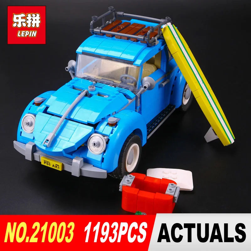 ФОТО New LEPIN 21003 1193Pcs Creator Series City Car Beetle model Building Blocks Compatible 10252 Blue Technic children toy gift